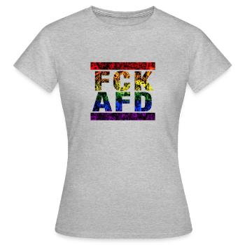Contre les nazis - FCK AFD - Contre le droit - T-shirt Femme - gris chiné - Devant - AI Model Female 172 dark (172cm)