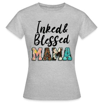 inked and mama - Women's T-Shirt - heather grey - Front - AI Model Female 172 dark (172cm)
