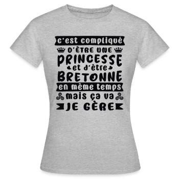 princesse bretonne cadeau,breizh,femme bretagne - T-shirt Femme - gris chiné - Devant - AI Model Female 172 dark (172cm)
