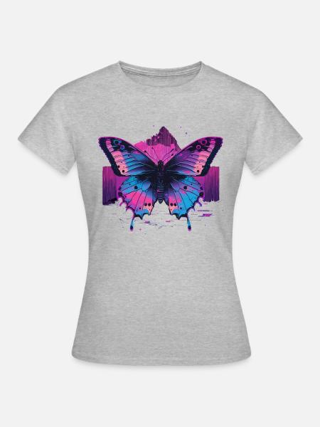 Vaporwave Ästhetischer Schmetterling - Frauen T-Shirt - Grau meliert