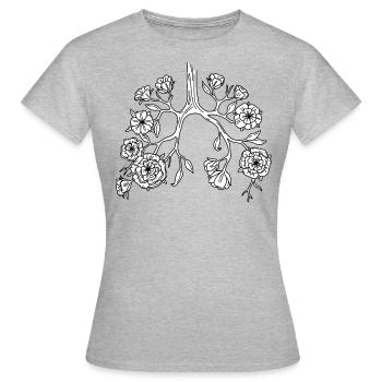 Blumen Lunge - Frauen T-Shirt - Grau meliert - Vorne - AI Model Female 172 dark (172cm)