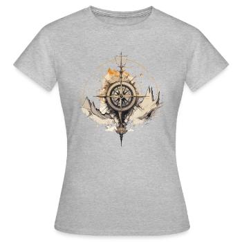 Filigrane de la boussole - T-shirt Femme - gris chiné - Devant - AI Model Female 172 dark (172cm)