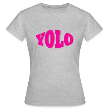 YOLO pink - Frauen T-Shirt - Grau meliert - Vorne - AI Model Female 172 dark (172cm)