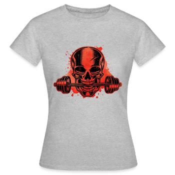 dumbbell skull - Women's T-Shirt - heather grey - Front - AI Model Female 172 dark (172cm)