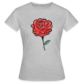 fleur rose - T-shirt Femme - gris chiné - Devant - AI Model Female 172 dark (172cm)