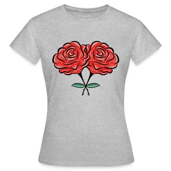 fleurs roses - T-shirt Femme - gris chiné - Devant - AI Model Female 172 dark (172cm)