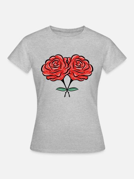 rosen blumen - Frauen T-Shirt - Grau meliert