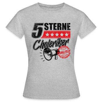 5 Sterne Choleriker Schreihals Büro Geschenkidee - Frauen T-Shirt - Grau meliert - Vorne - AI Model Female 172 dark (172cm)