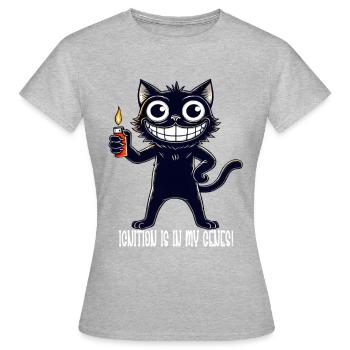 Schwarze lustige Katze - Frauen T-Shirt - Grau meliert - Vorne - AI Model Female 172 dark (172cm)