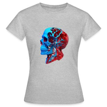 Dessin anatomique tête rouge bleu - T-shirt Femme - gris chiné - Devant - AI Model Female 172 dark (172cm)