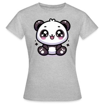 Kawaii Niedlicher Panda - Frauen T-Shirt - Grau meliert - Vorne - AI Model Female 172 dark (172cm)
