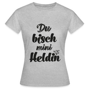 Du bisch min Heldin Patentante fragen Schweiz - Frauen T-Shirt - Grau meliert - Vorne - AI Model Female 172 dark (172cm)