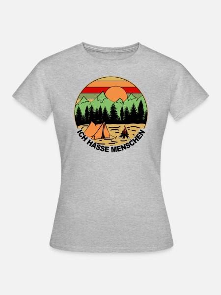 Ich hasse Menschen - Frauen T-Shirt - Grau meliert