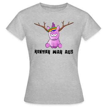 Rentier war aus. Grummeliges Einhorn - Frauen T-Shirt - Grau meliert - Vorne - AI Model Female 172 dark (172cm)