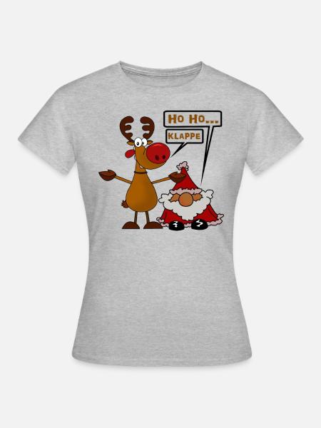 Lustiges Weihnachtsgespann - Dame-T-shirt - grå meleret