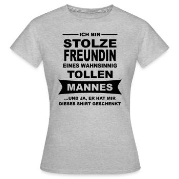stolze Freundin - Frauen T-Shirt - Grau meliert - Vorne - AI Model Female 172 dark (172cm)
