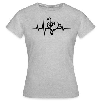 Musik Noten Puls Herzschlag Ich liebe Musik, Herz - Frauen T-Shirt - Grau meliert - Vorne - AI Model Female 172 dark (172cm)