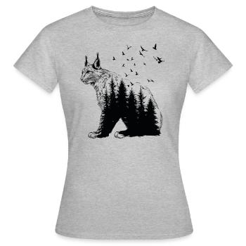 Luchs - Frauen T-Shirt - Grau meliert - Vorne - AI Model Female 172 dark (172cm)
