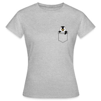 Penguin Pinguin Tasche - Frauen T-Shirt - Grau meliert - Vorne - AI Model Female 172 dark (172cm)