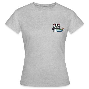 panda eating soup pixel - Frauen T-Shirt - Grau meliert - Vorne - AI Model Female 172 dark (172cm)