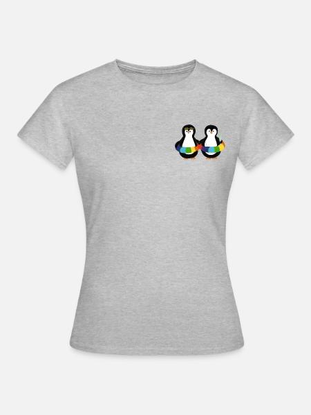 Pinguine im Schwimmring - Frauen T-Shirt - Grau meliert