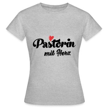 Pastorin mit Herz Pfarrerin Pastor Geschenk Kirche - Frauen T-Shirt - Grau meliert - Vorne - AI Model Female 172 dark (172cm)