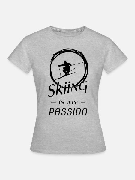 Skiing - Frauen T-Shirt - Grau meliert