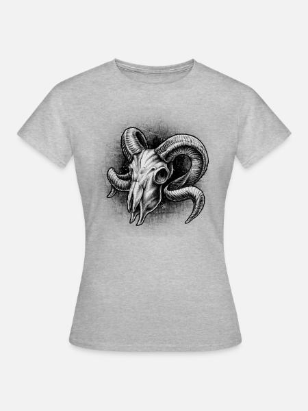 Sternzeichen Widder Skull - RAHMENLOS Geburtstags - Frauen T-Shirt - Grau meliert
