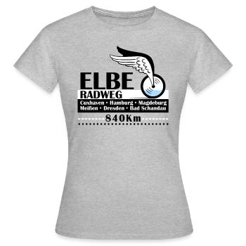 Elbe Radweg - Frauen T-Shirt - Grau meliert - Vorne - AI Model Female 172 dark (172cm)