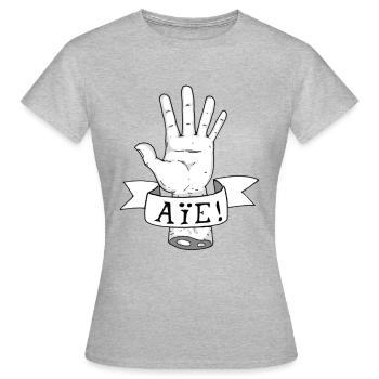 Traduction approximative #6 - T-shirt Femme - gris chiné - Devant - AI Model Female 172 dark (172cm)