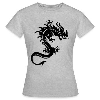 Drache, Dragon, Tribal - Frauen T-Shirt - Grau meliert - Vorne - AI Model Female 172 dark (172cm)