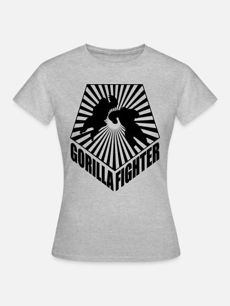 Gorilla Fighter - Vektor - Frauen T-Shirt - Grau meliert