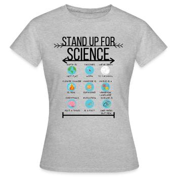 Stand Up For Science | Wissenschaft Klimawandel - Frauen T-Shirt - Grau meliert - Vorne - AI Model Female 172 dark (172cm)