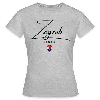 J’aime Zagreb, Zagreb Croatie - T-shirt Femme - gris chiné - Devant - AI Model Female 172 dark (172cm)
