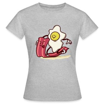disque monte Egg Bacon - T-shirt Femme - gris chiné - Devant - AI Model Female 172 dark (172cm)
