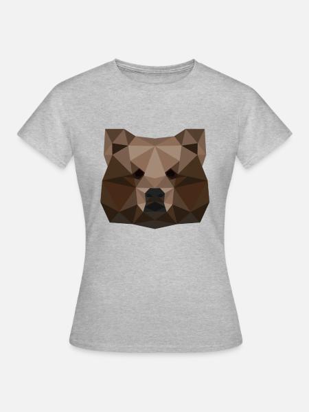 Ours idée cadeau géométrique ours animal ours brun - T-shirt Femme - gris chiné