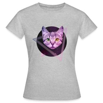 Chat de l'espace - T-shirt Femme - gris chiné - Devant - AI Model Female 172 dark (172cm)