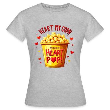 Du bringst mein Herz zum Poppen! - Frauen T-Shirt - Grau meliert - Vorne - AI Model Female 172 dark (172cm)