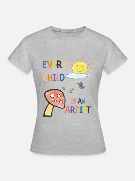 Every child is an artist - T-shirt dam - gråmelerad