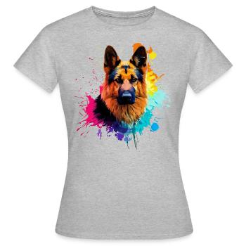 German Shepherd Puppy Dog Canine Animals Pets - Women's T-Shirt - heather grey - Front - AI Model Female 172 dark (172cm)