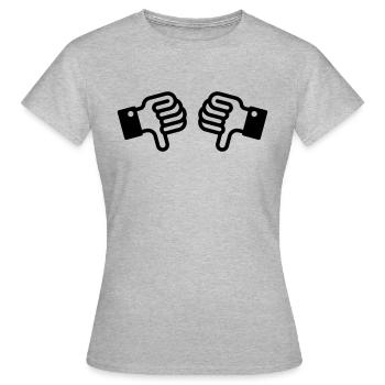 Thumbs down / pouces vers le bas (2) - T-shirt Femme - gris chiné - Devant - AI Model Female 172 dark (172cm)