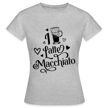 J'adore le café latte macchiato - T-shirt Femme - gris chiné - Devant - AI Model Female 172 dark (172cm)