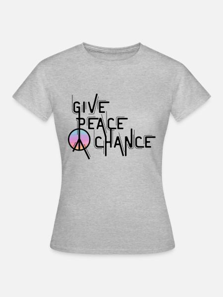 Frieden, Zitat, Tag des Friedens, Friedenszeichen - Frauen T-Shirt - Grau meliert