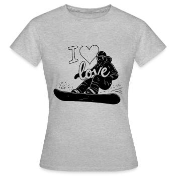 J’adore le snowboard, les sports d’hiver - T-shirt Femme - gris chiné - Devant - AI Model Female 172 dark (172cm)