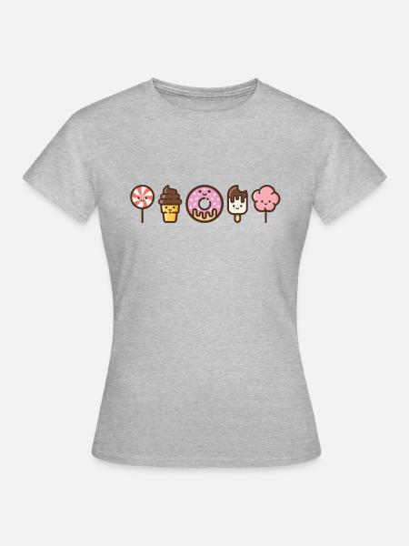 Kawaii Sweets - Frauen T-Shirt - Grau meliert