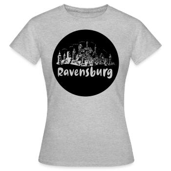 ravensburg, skyline, cercle, coupe de ciseaux, noir - T-shirt Femme - gris chiné - Devant - AI Model Female 172 dark (172cm)
