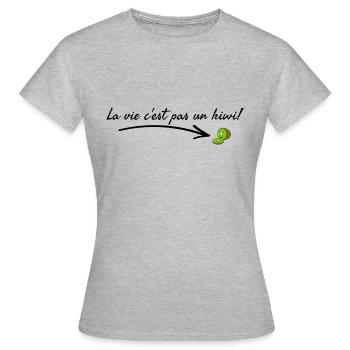 La vie c'est pas un kiwi. - T-shirt Femme - gris chiné - Devant - AI Model Female 172 dark (172cm)