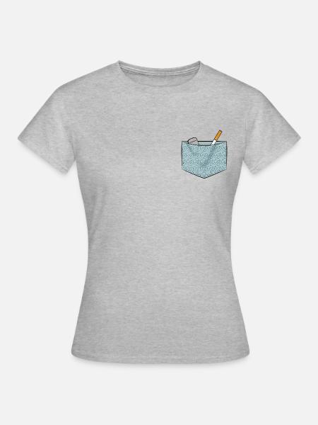 Feuerzeug-Zigarettentasche - Frauen T-Shirt - Grau meliert