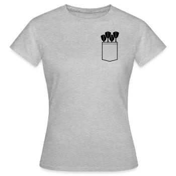Dartpfeile in Tasche - Frauen T-Shirt - Grau meliert - Vorne - AI Model Female 172 dark (172cm)
