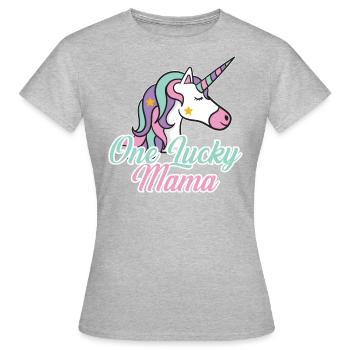 Einhorn Mama Muttertag - Frauen T-Shirt - Grau meliert - Vorne - AI Model Female 172 dark (172cm)
